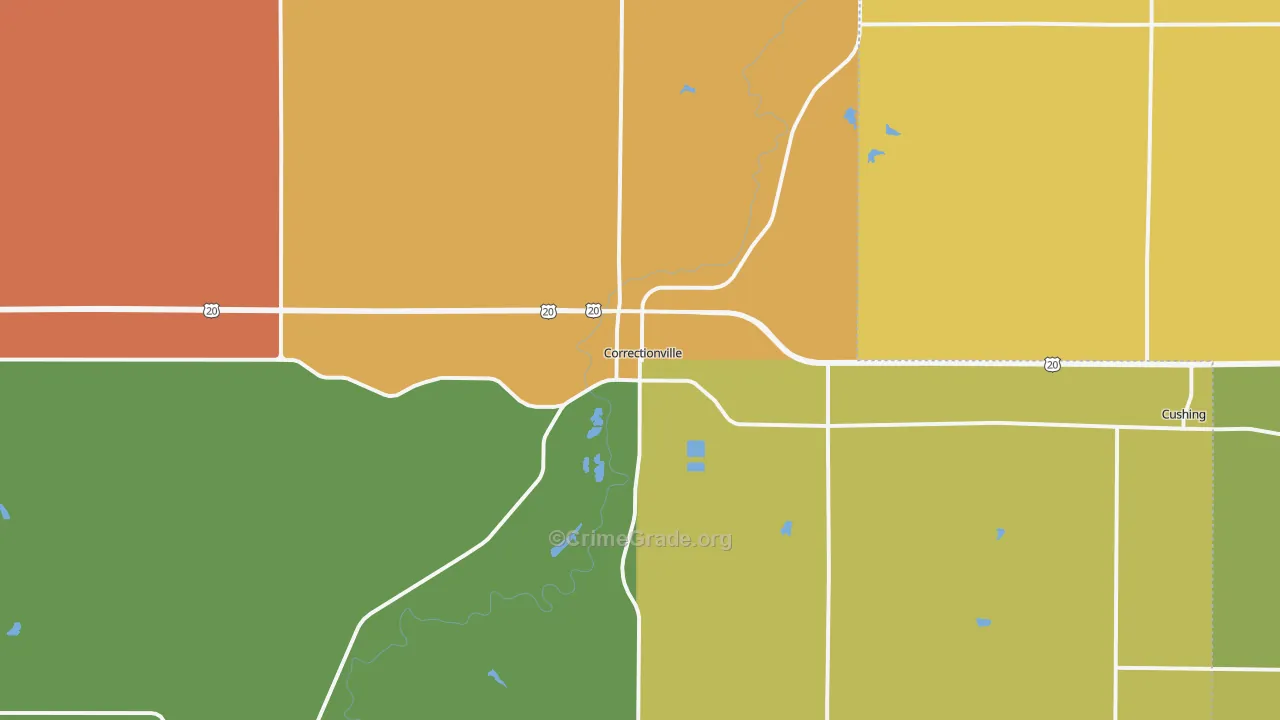 Correctionville, IA Map of Burglary Rates