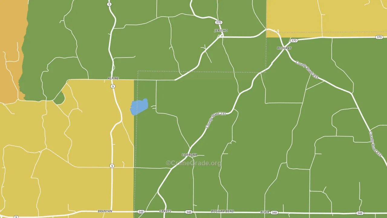Corrona, MS Map of Burglary Rates