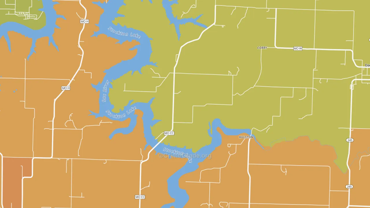 Corry, MO Map of Burglary Rates