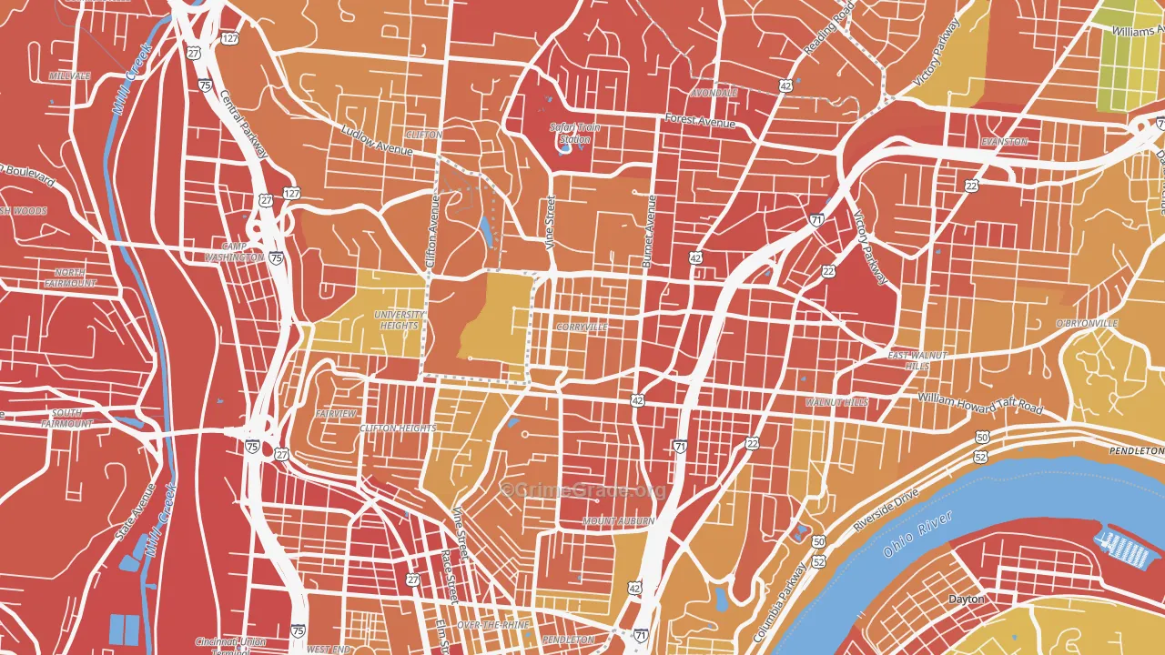 Corryville, Cincinnati, OH Map of Burglary Rates