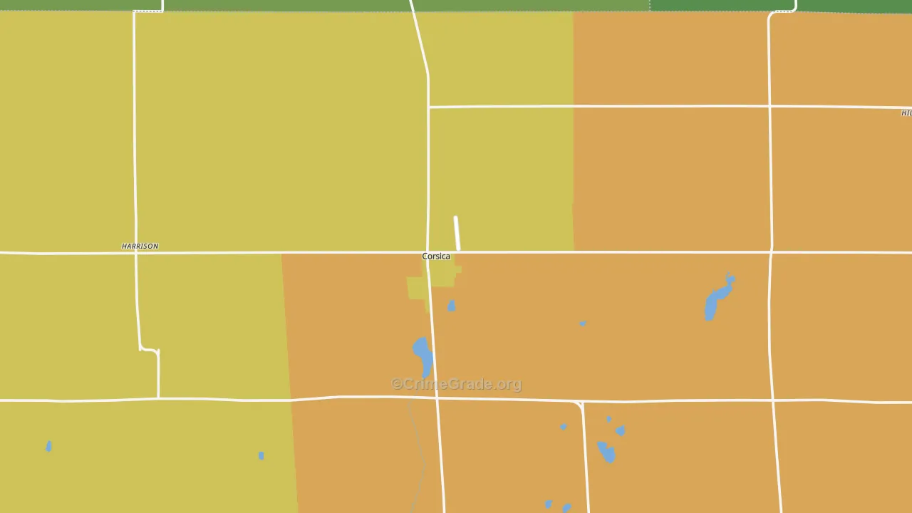 Corsica, SD Map of Burglary Rates