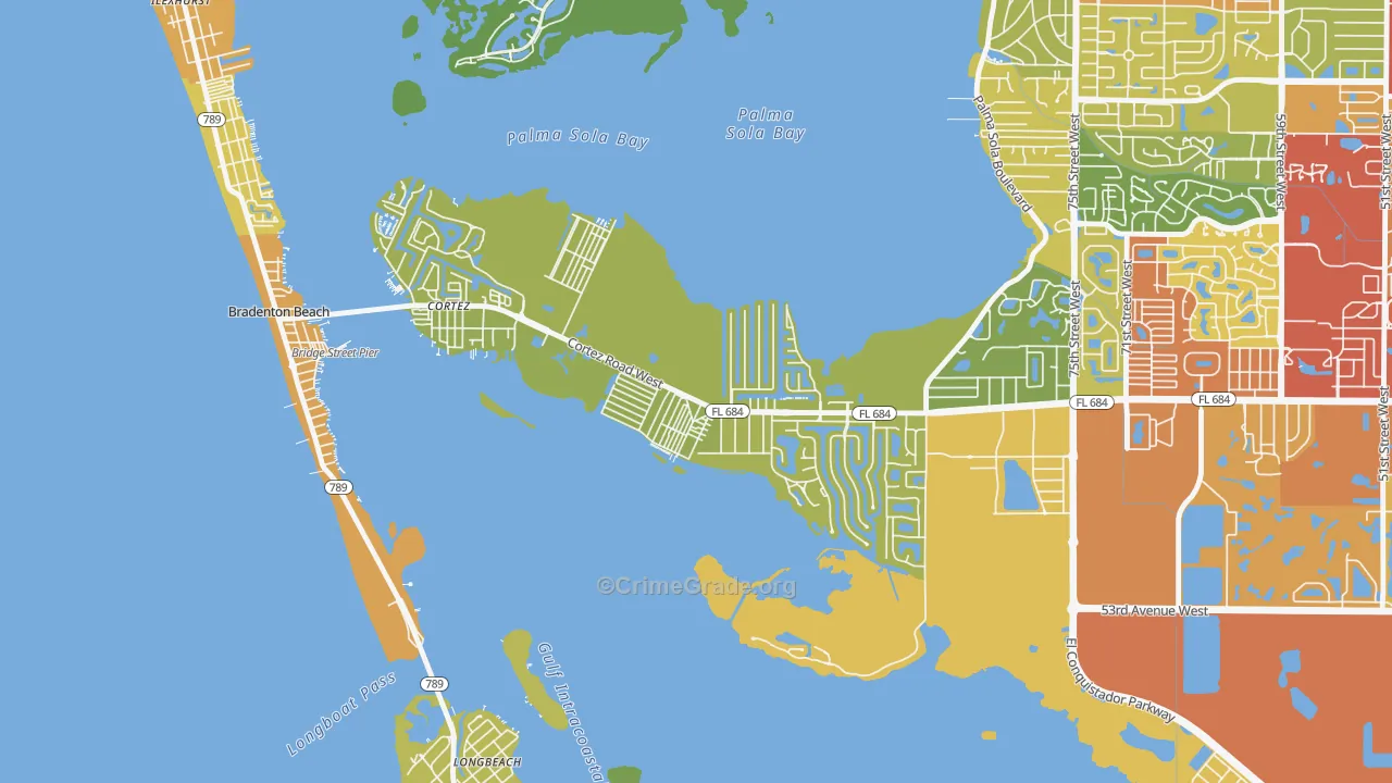 Cortez, Bradenton, FL Map of Burglary Rates