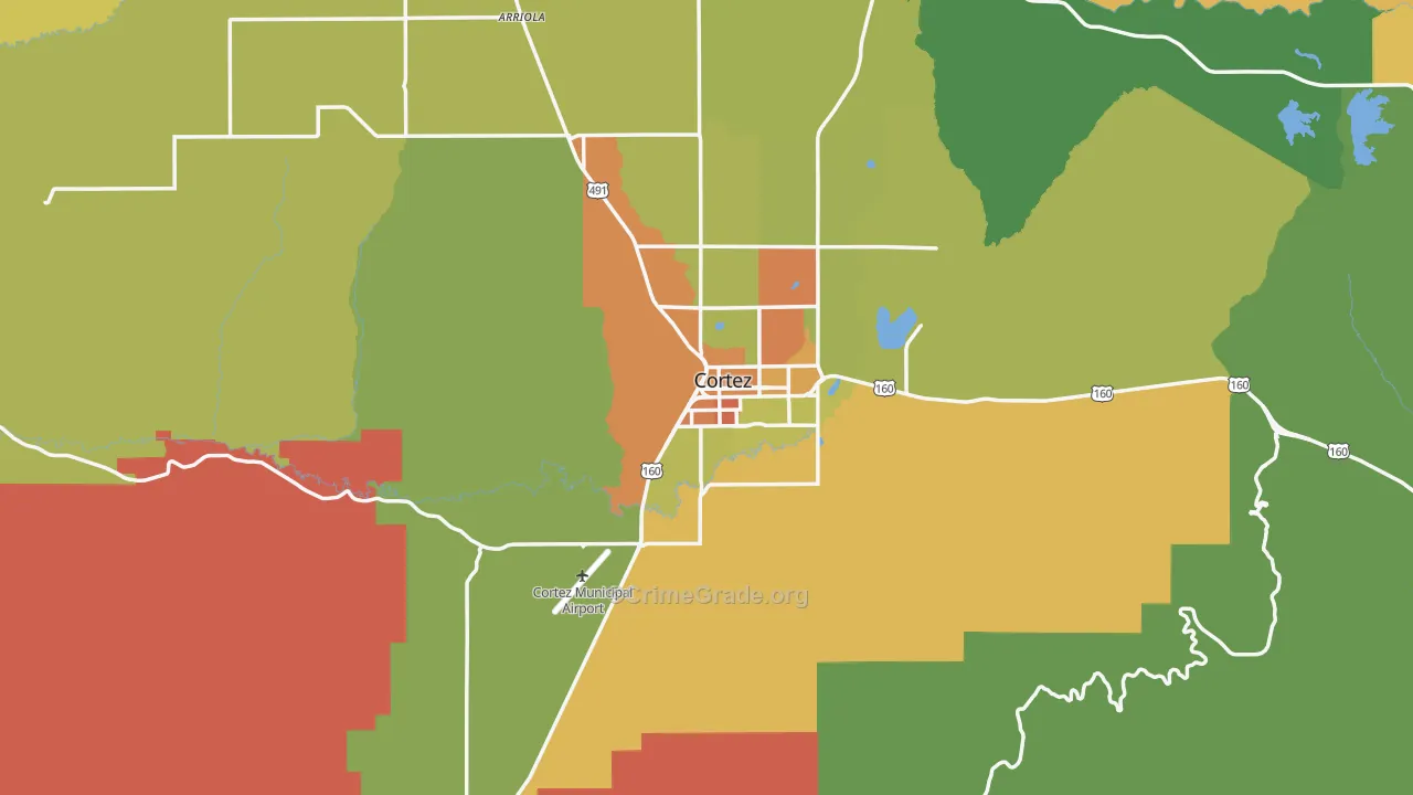 Cortez, CO Map of Burglary Rates