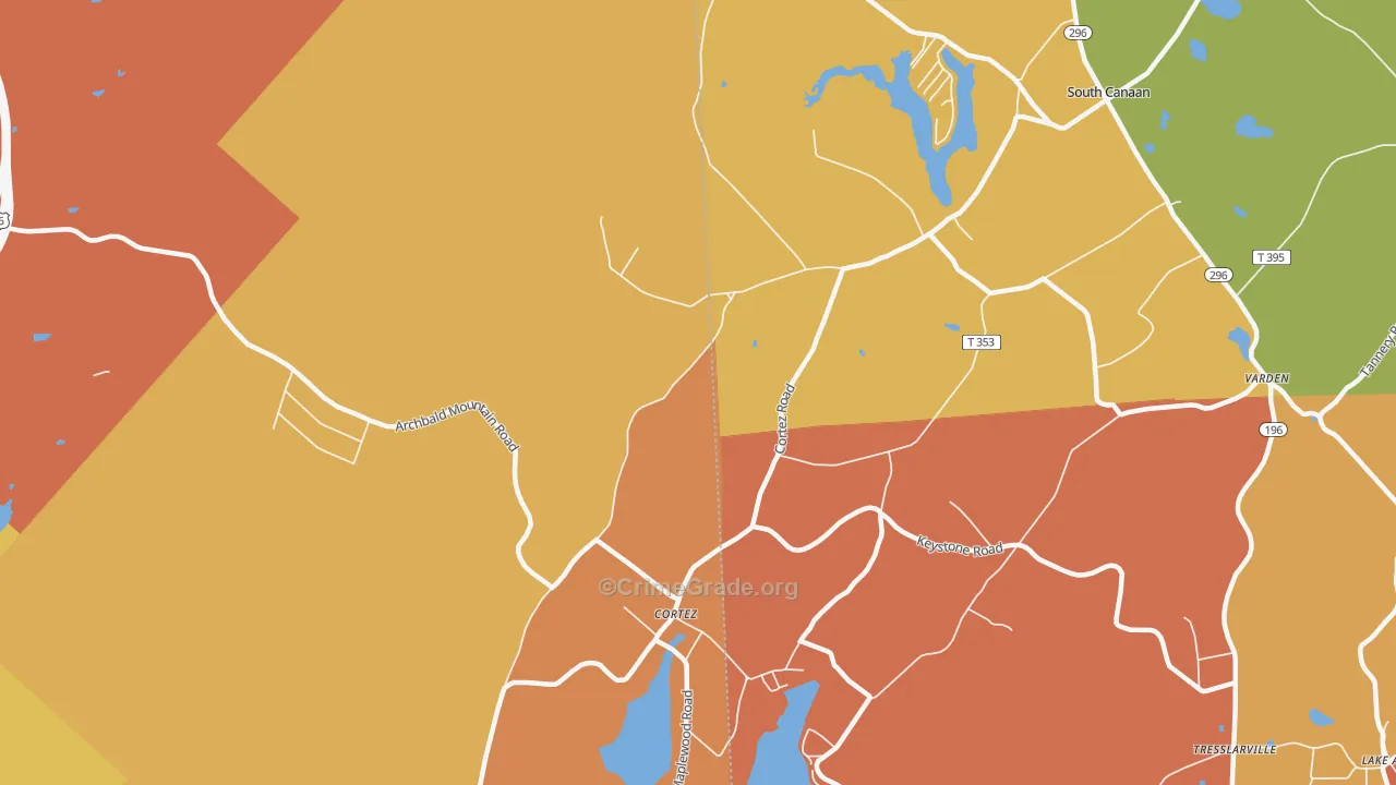 Cortez, PA Map of Burglary Rates