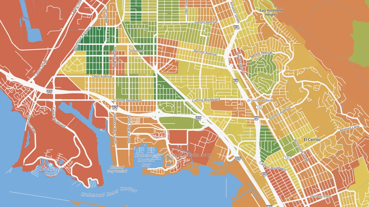 Cortez-Stege, Richmond, CA Map of Burglary Rates