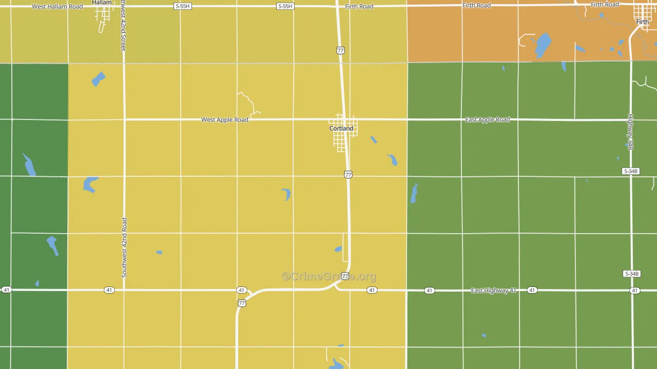 Cortland, NE Map of Burglary Rates