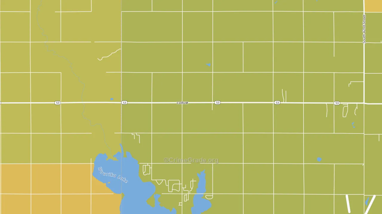 Corum, OK Map of Burglary Rates