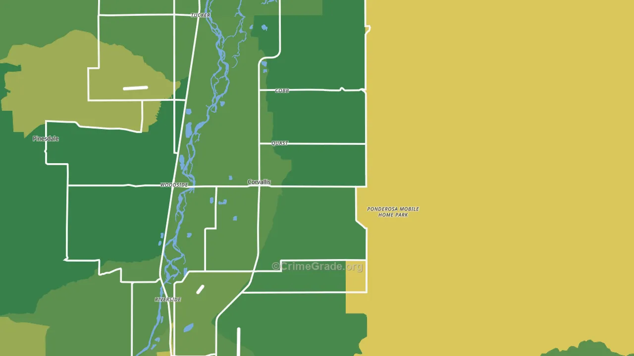 Corvallis, MT Map of Burglary Rates