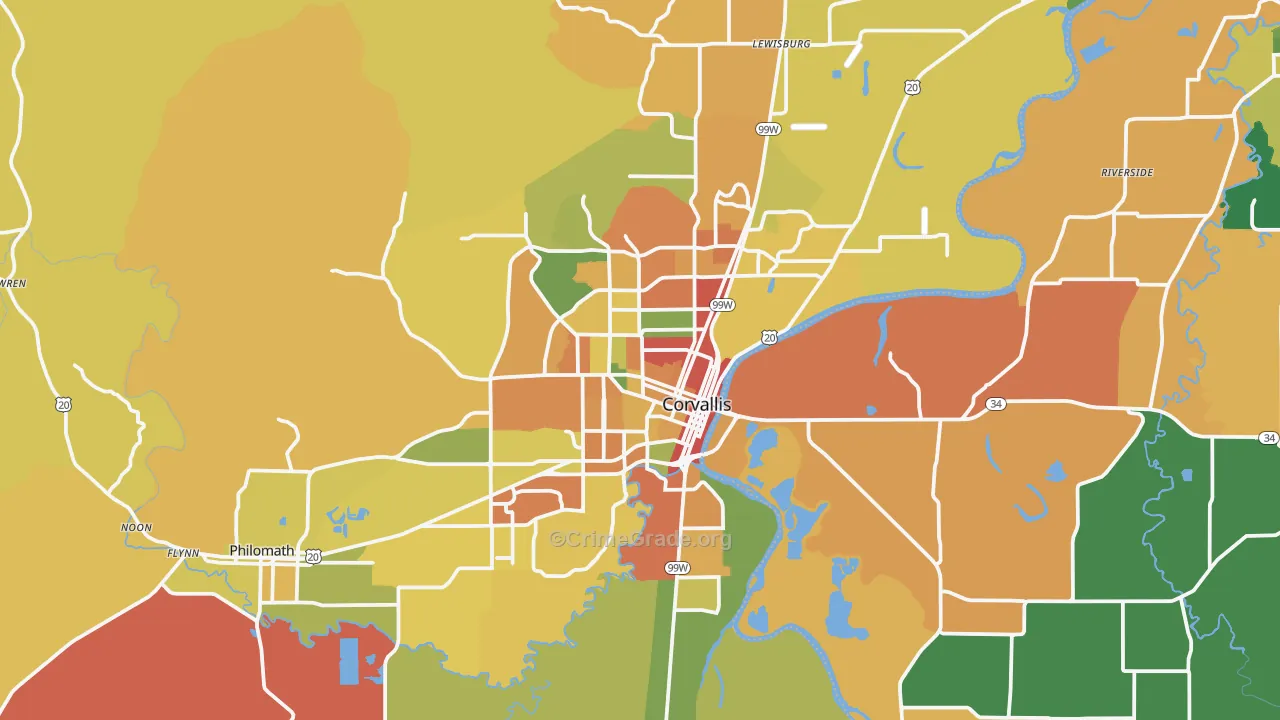 Corvallis, OR Map of Burglary Rates