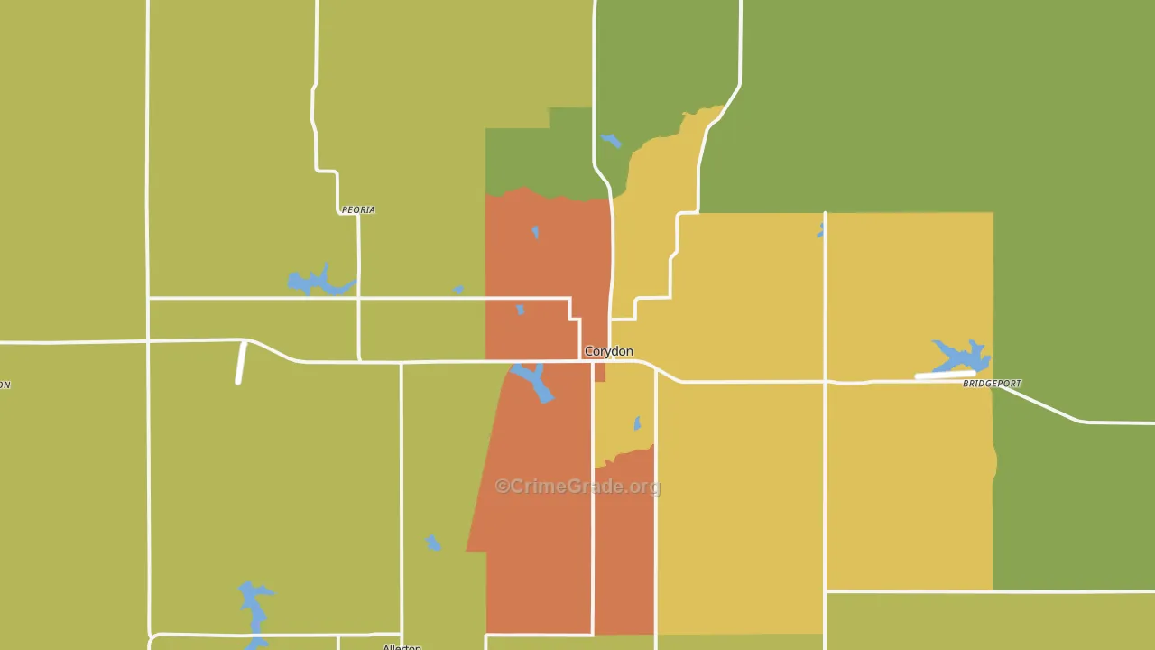 Corydon, IA Map of Burglary Rates