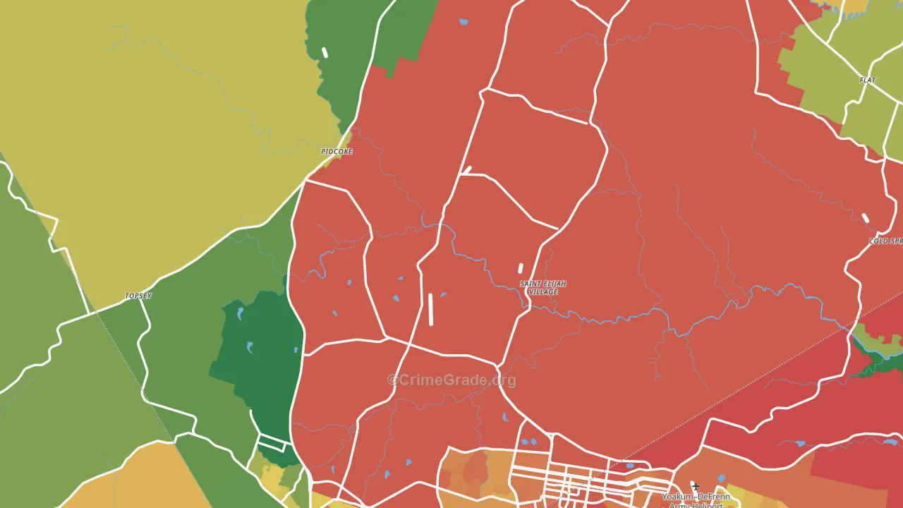 Coryell County, TX Map of Burglary Rates