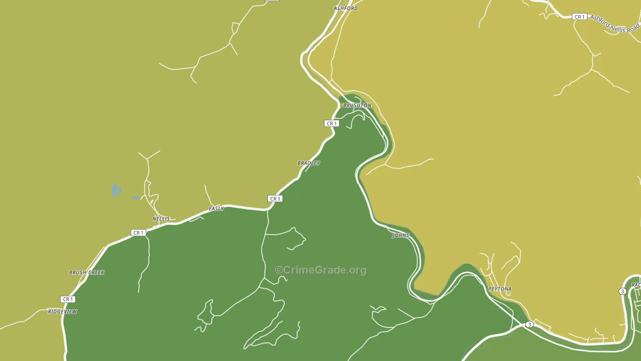 Costa, WV Map of Burglary Rates