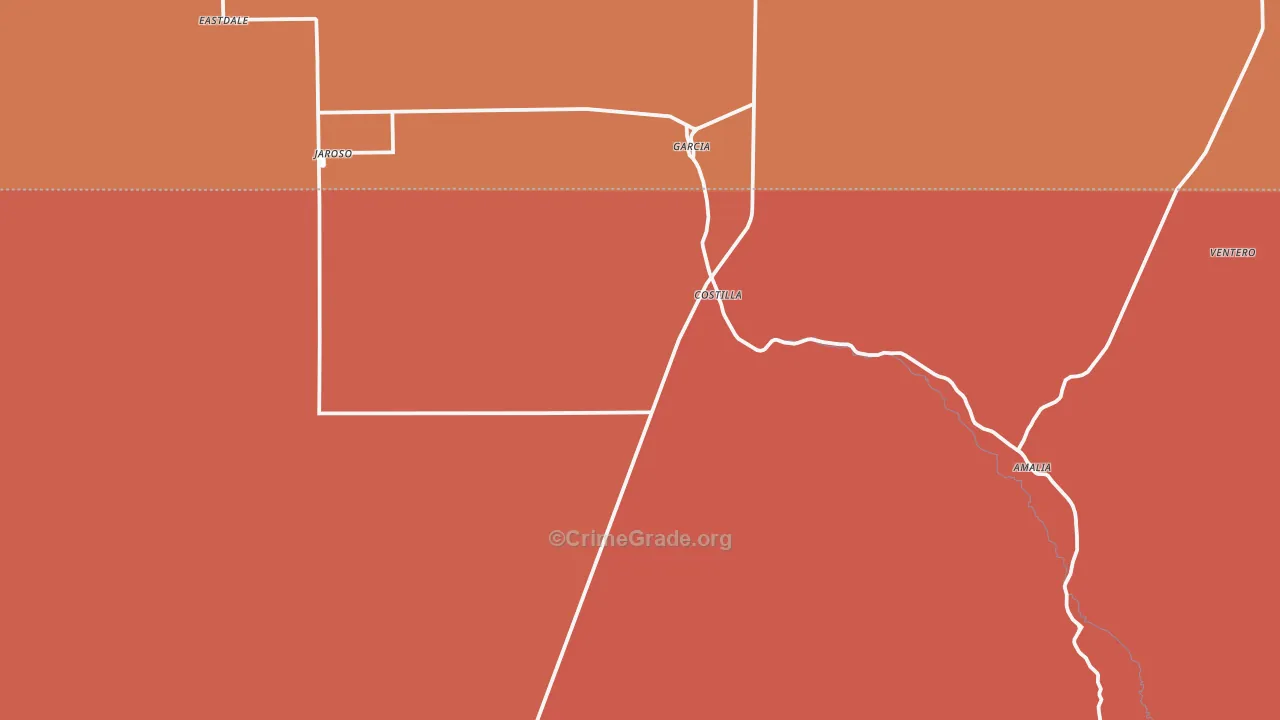 Costilla, NM Map of Burglary Rates