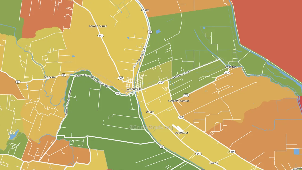 Coteau Rodaire, LA Map of Burglary Rates