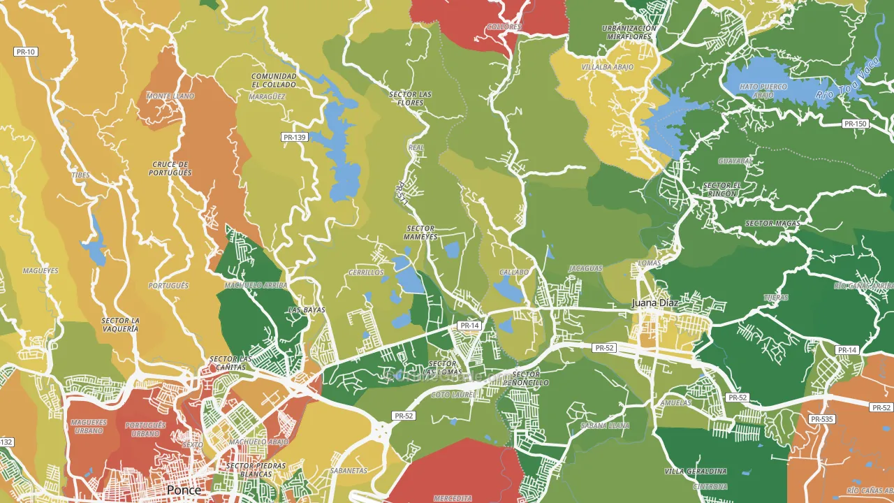Coto Laurel, PR Map of Burglary Rates
