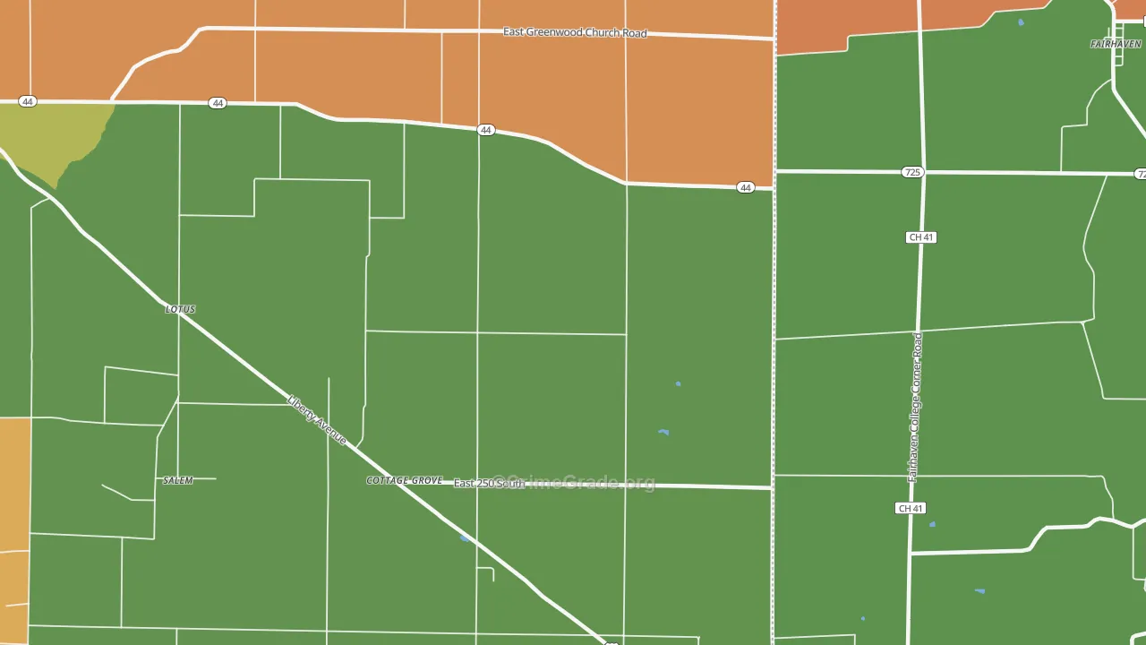 Cottage Grove, IN Map of Burglary Rates