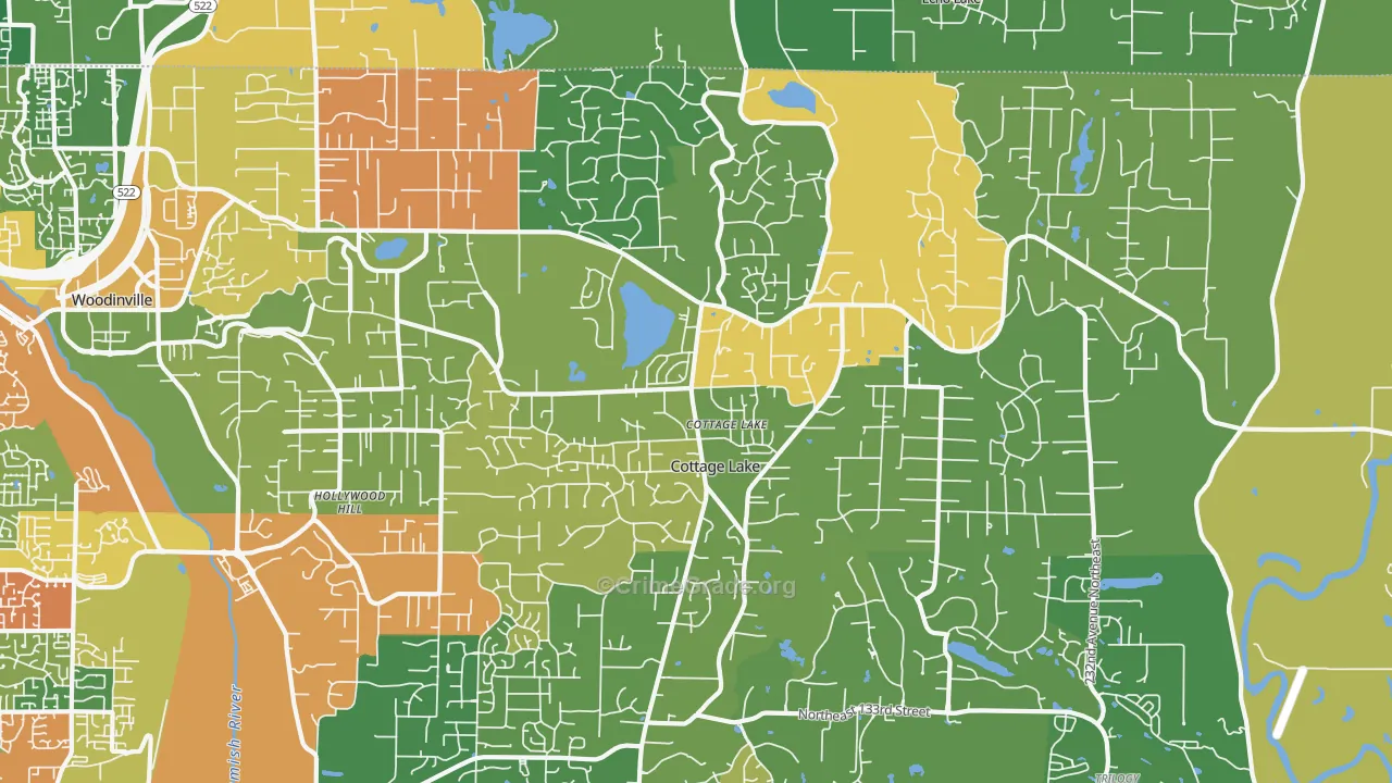 Cottage Lake, WA Map of Burglary Rates