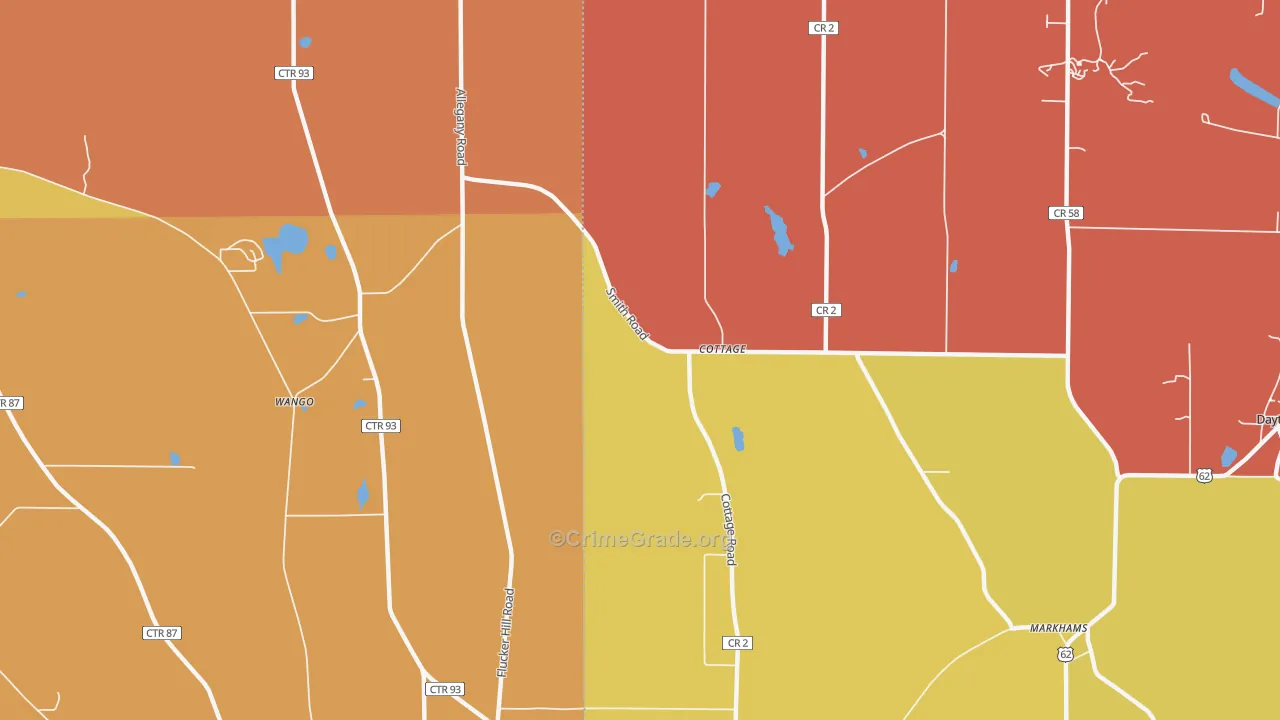 Cottage, NY Map of Burglary Rates