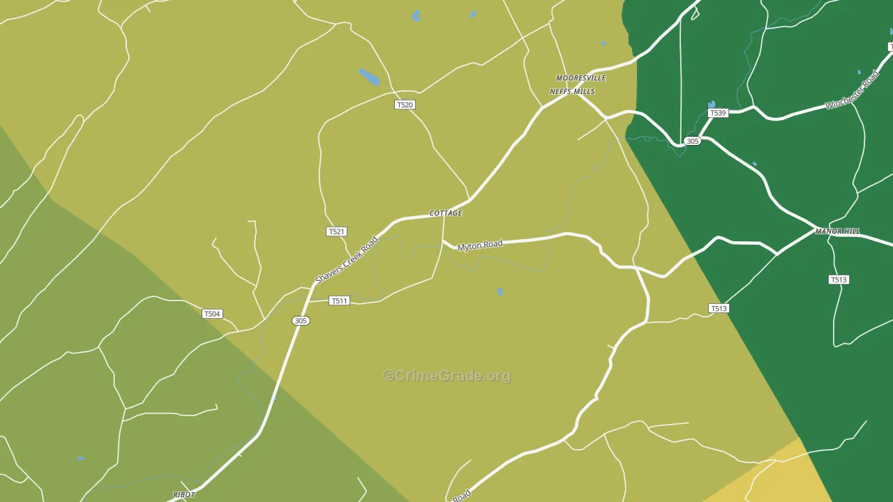 Cottage, PA Map of Burglary Rates