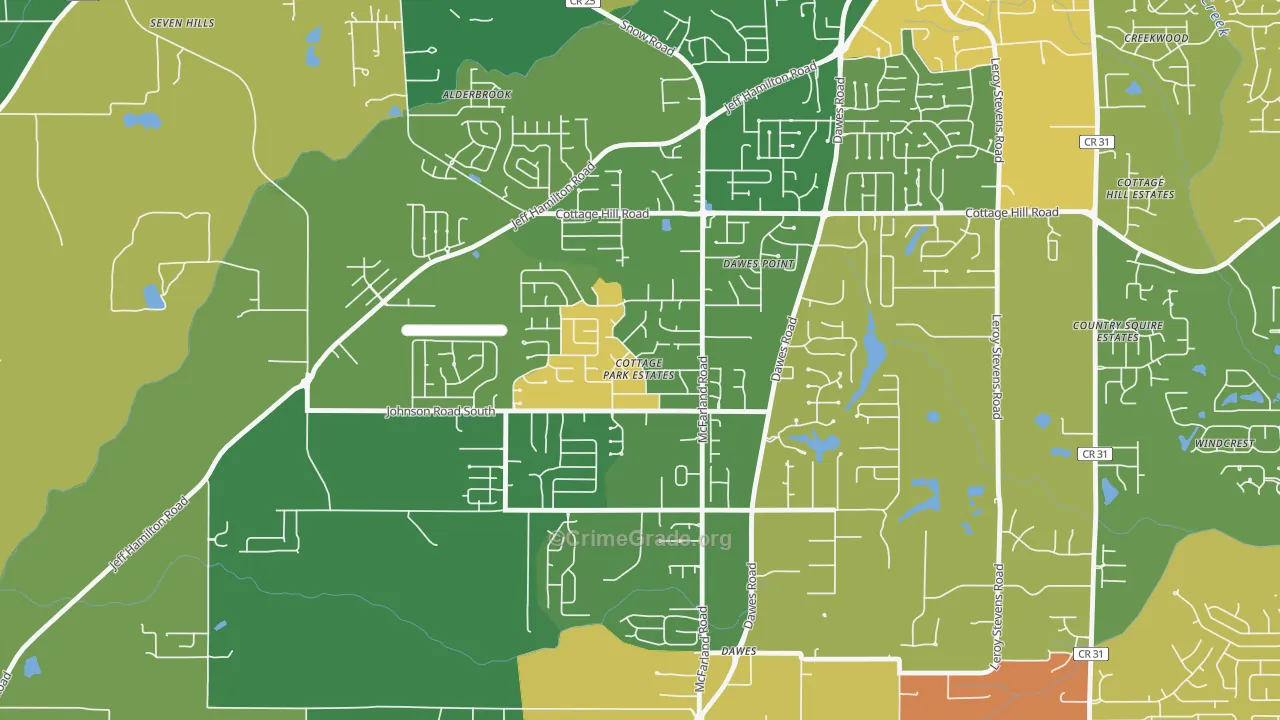 Cottage Park, Mobile, AL Map of Burglary Rates