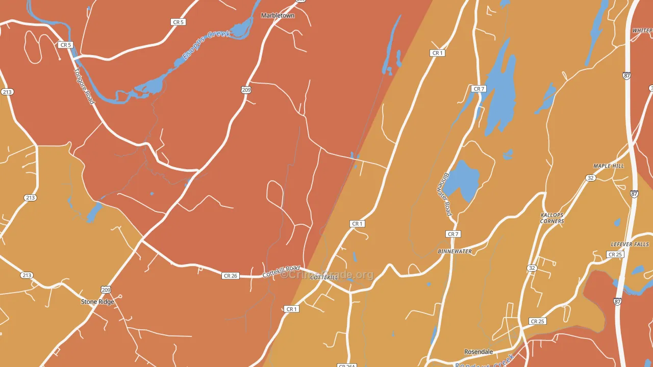 Cottekill, NY Map of Burglary Rates