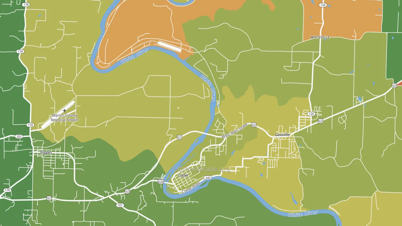 Cotter, AR Map of Burglary Rates