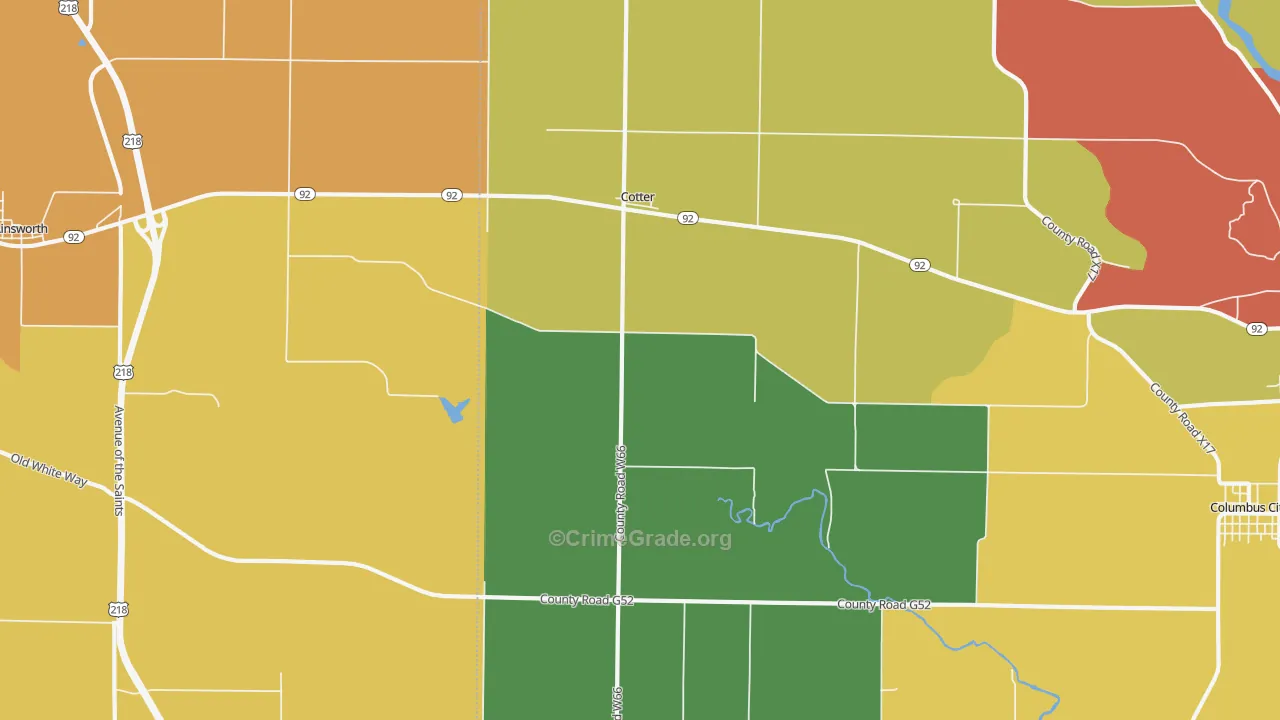Cotter, IA Map of Burglary Rates