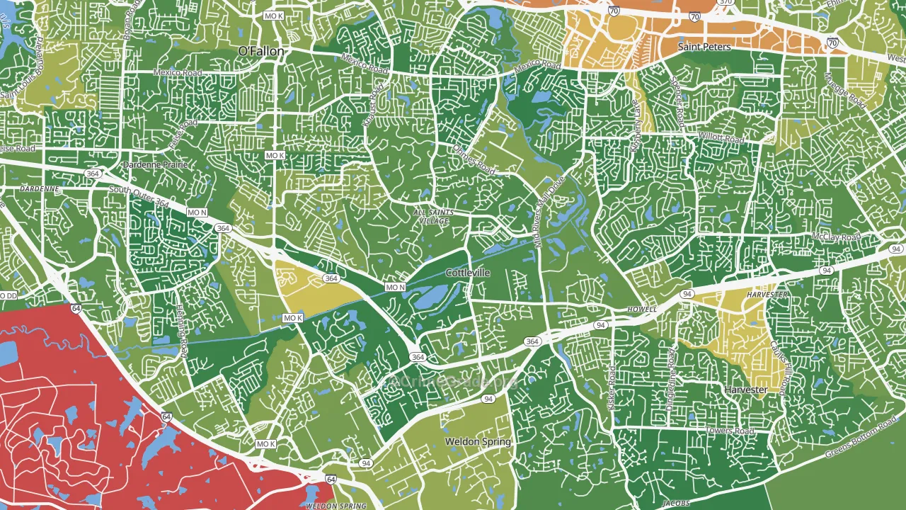 Cottleville, MO Map of Burglary Rates
