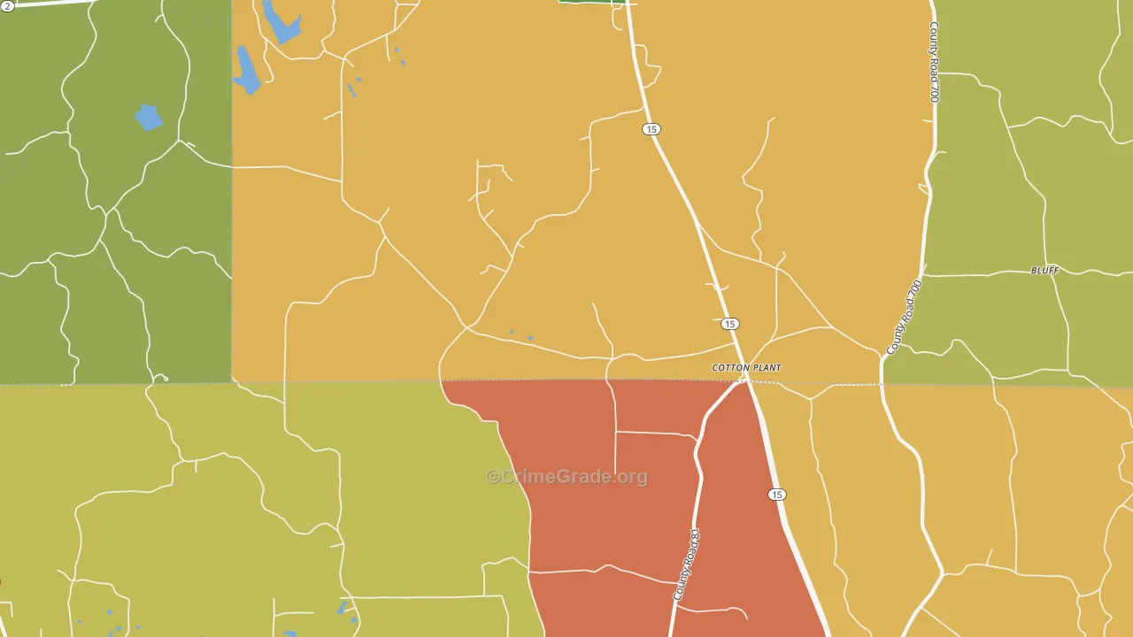 Cotton Plant, MS Map of Burglary Rates