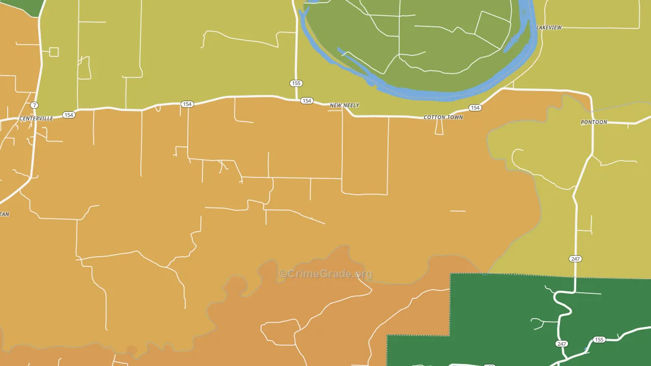 Cotton Town, AR Map of Burglary Rates