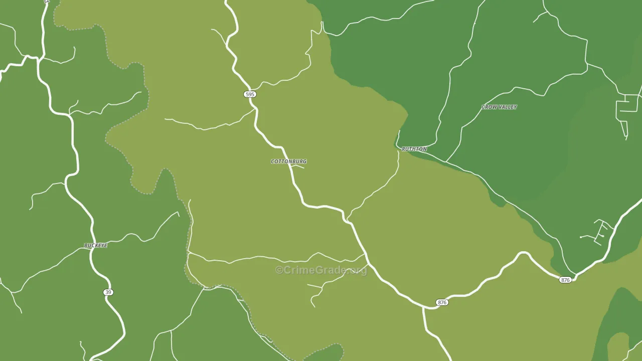 Cottonburg, KY Map of Burglary Rates