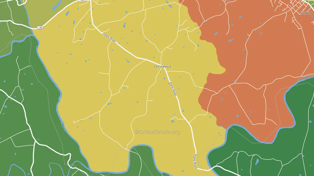 Cottonville, NC Map of Burglary Rates