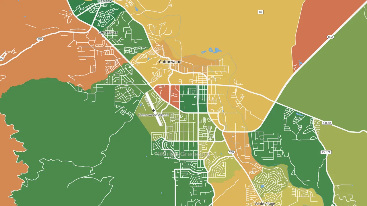 Cottonwood, AZ Map of Burglary Rates