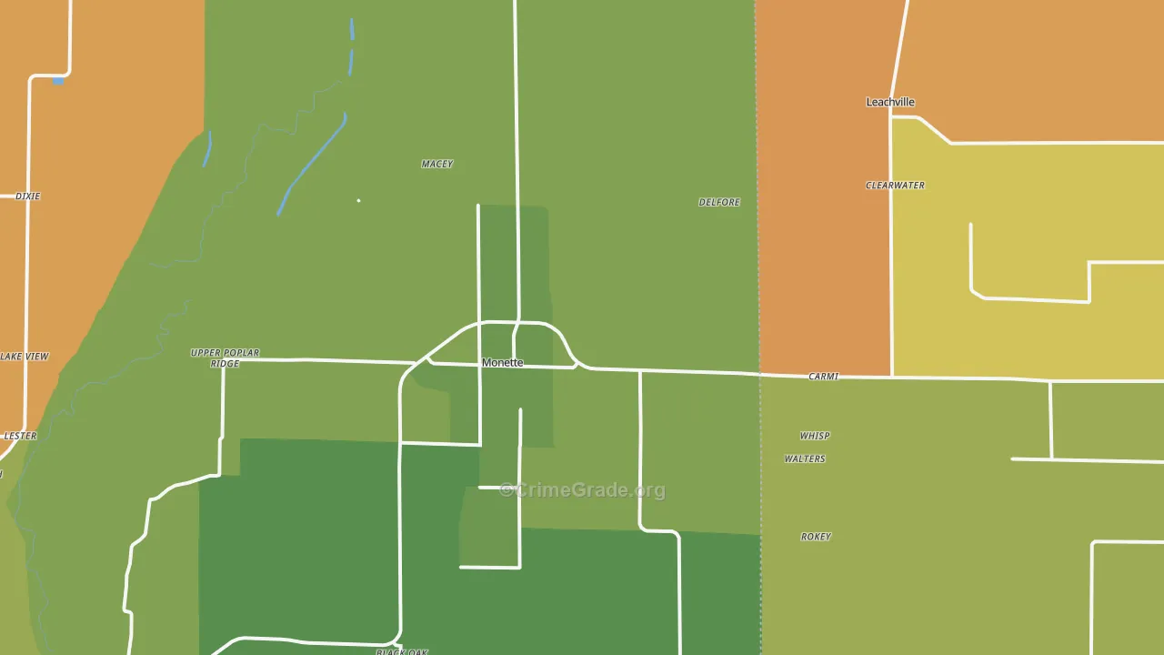 Cottonwood Corner, AR Map of Burglary Rates