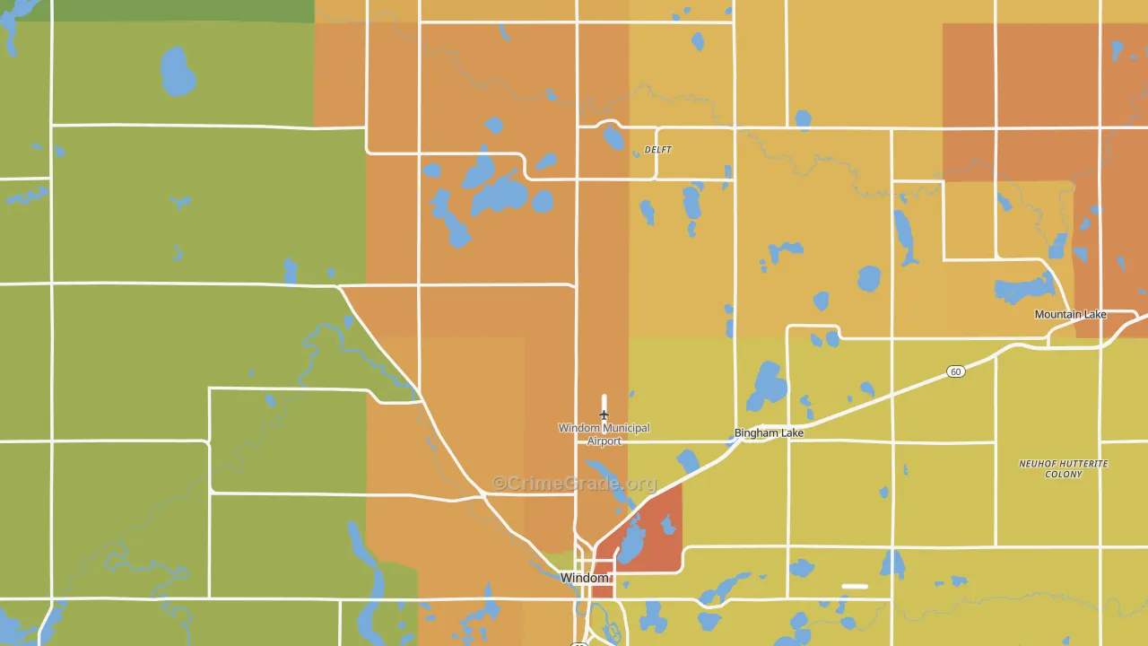 Cottonwood County, MN Map of Burglary Rates