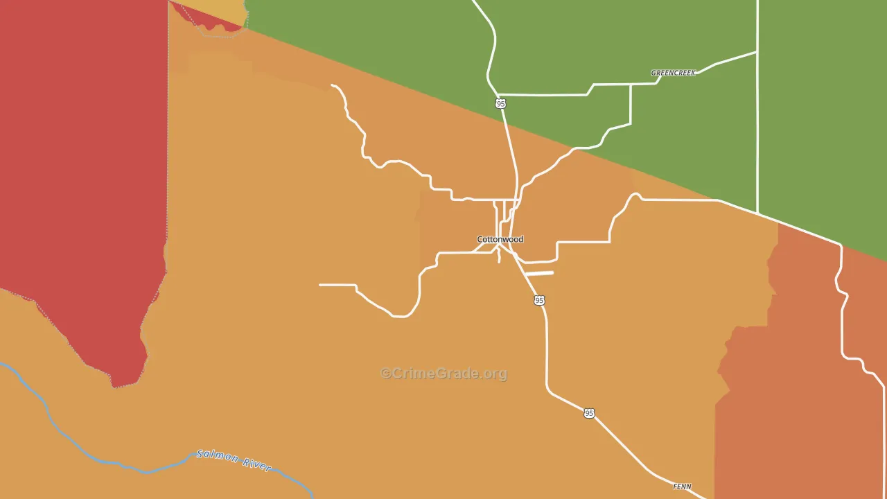 Cottonwood, ID Map of Burglary Rates