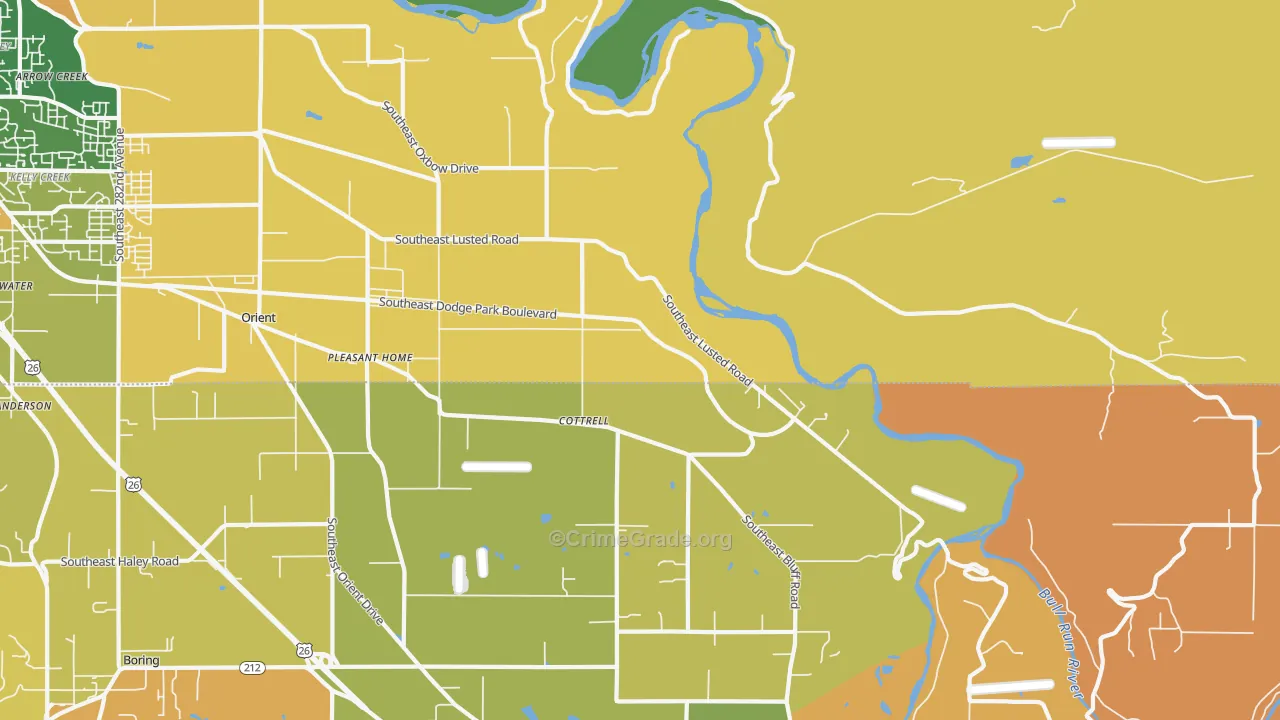 Cottrell, OR Map of Burglary Rates