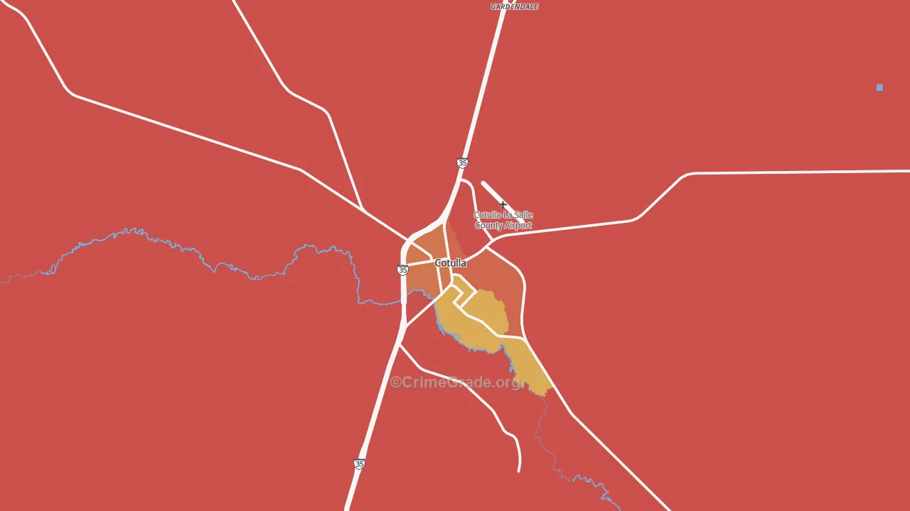 Cotulla, TX Map of Burglary Rates