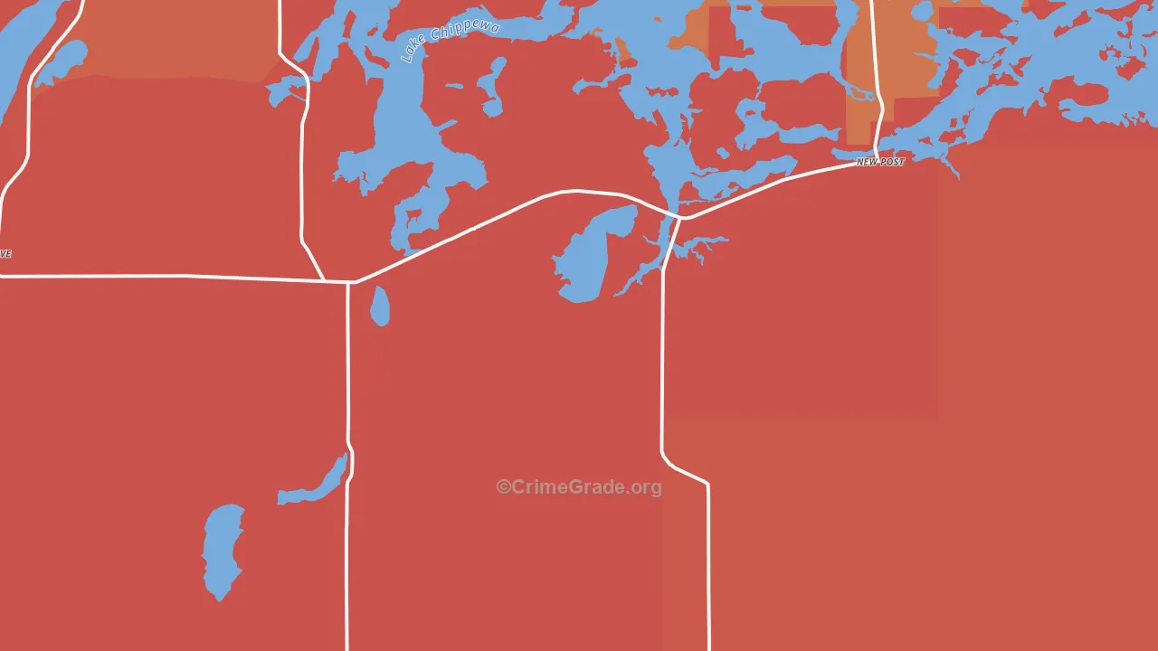 Couderay, WI Map of Burglary Rates