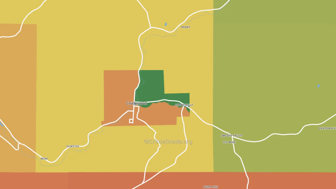 Coudersport, PA Map of Burglary Rates