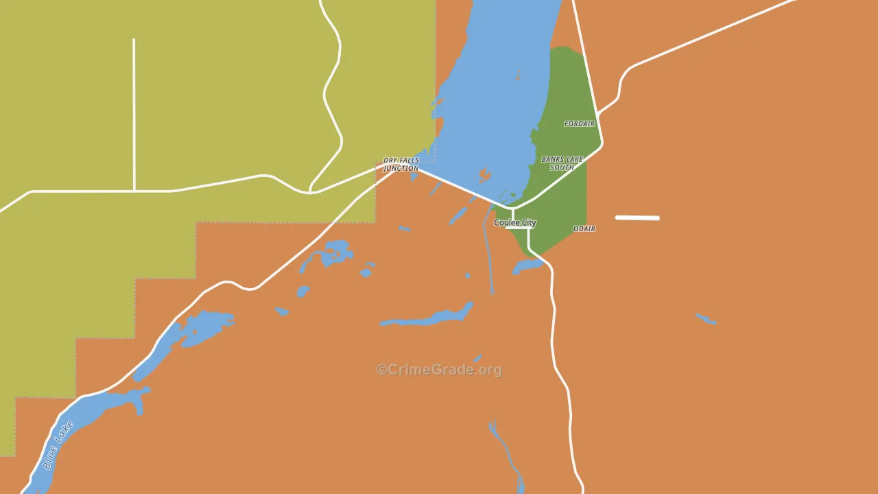 Coulee City, WA Map of Burglary Rates