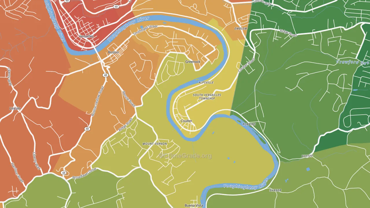 Coulters, PA Map of Burglary Rates