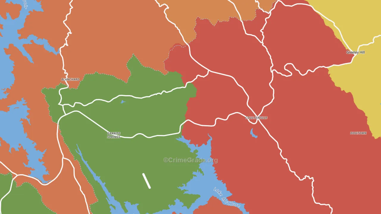 Coulterville, CA Map of Burglary Rates