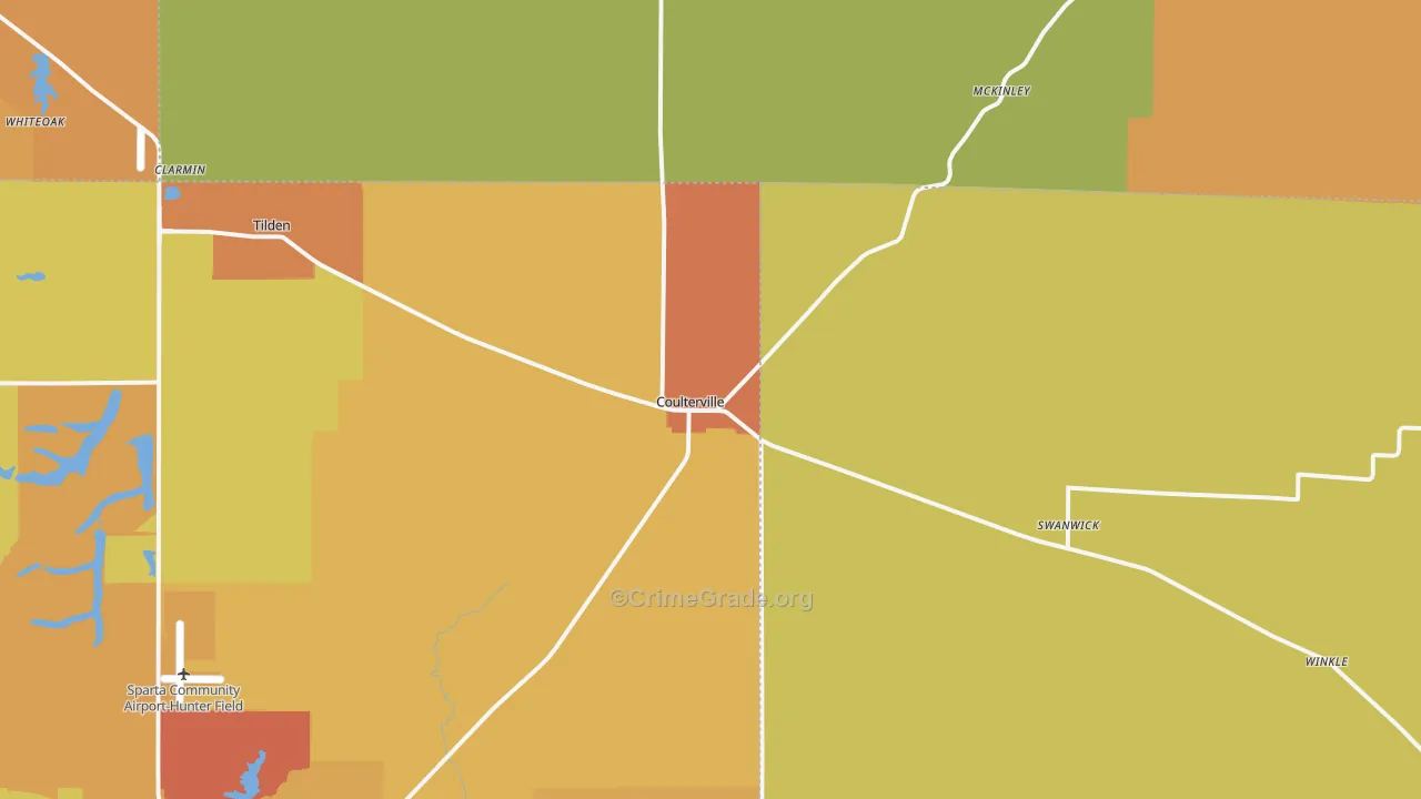 Coulterville, IL Map of Burglary Rates