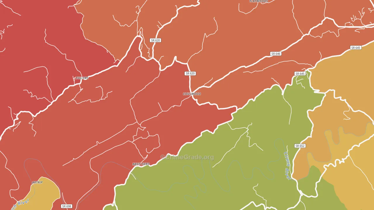 Coulwood, VA Map of Burglary Rates