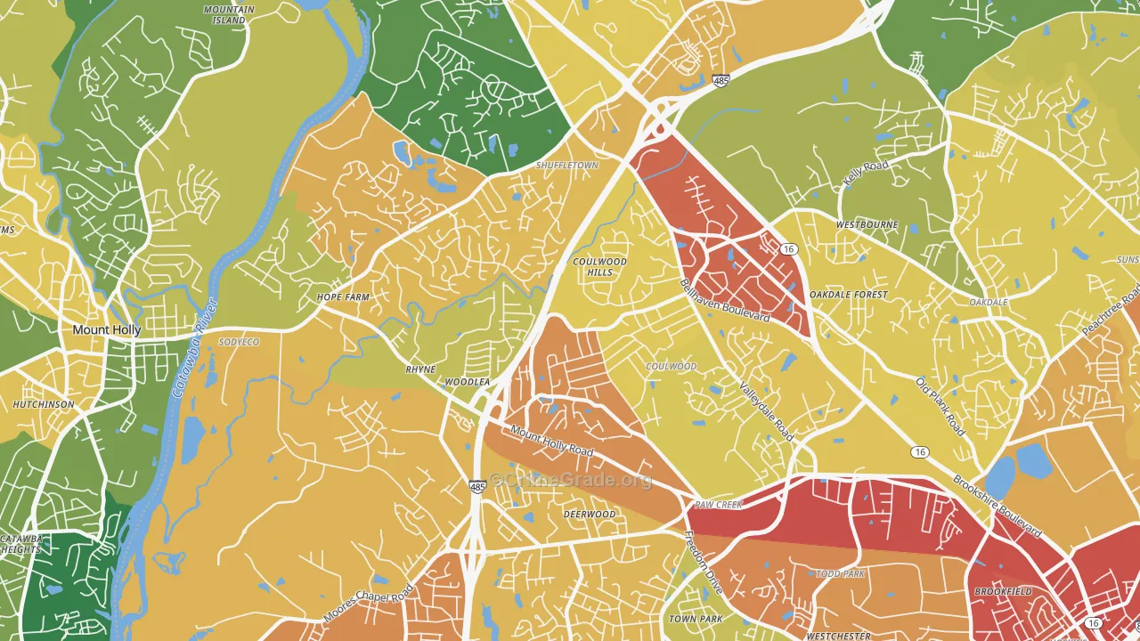 Coulwood West, Charlotte, NC Map of Burglary Rates
