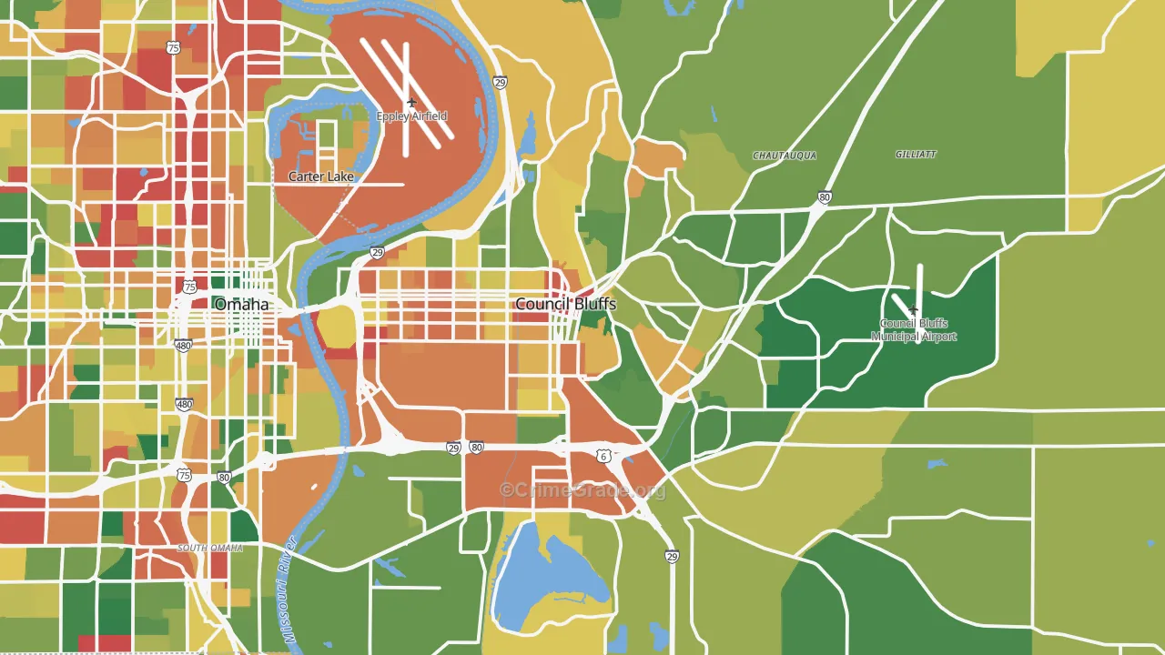 Council Bluffs, IA Map of Burglary Rates