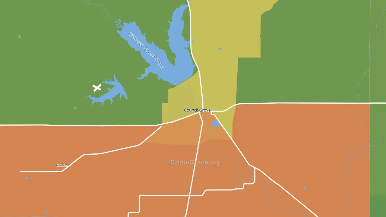 Council Grove, KS Map of Burglary Rates