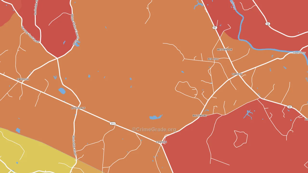 Council, NC Map of Burglary Rates