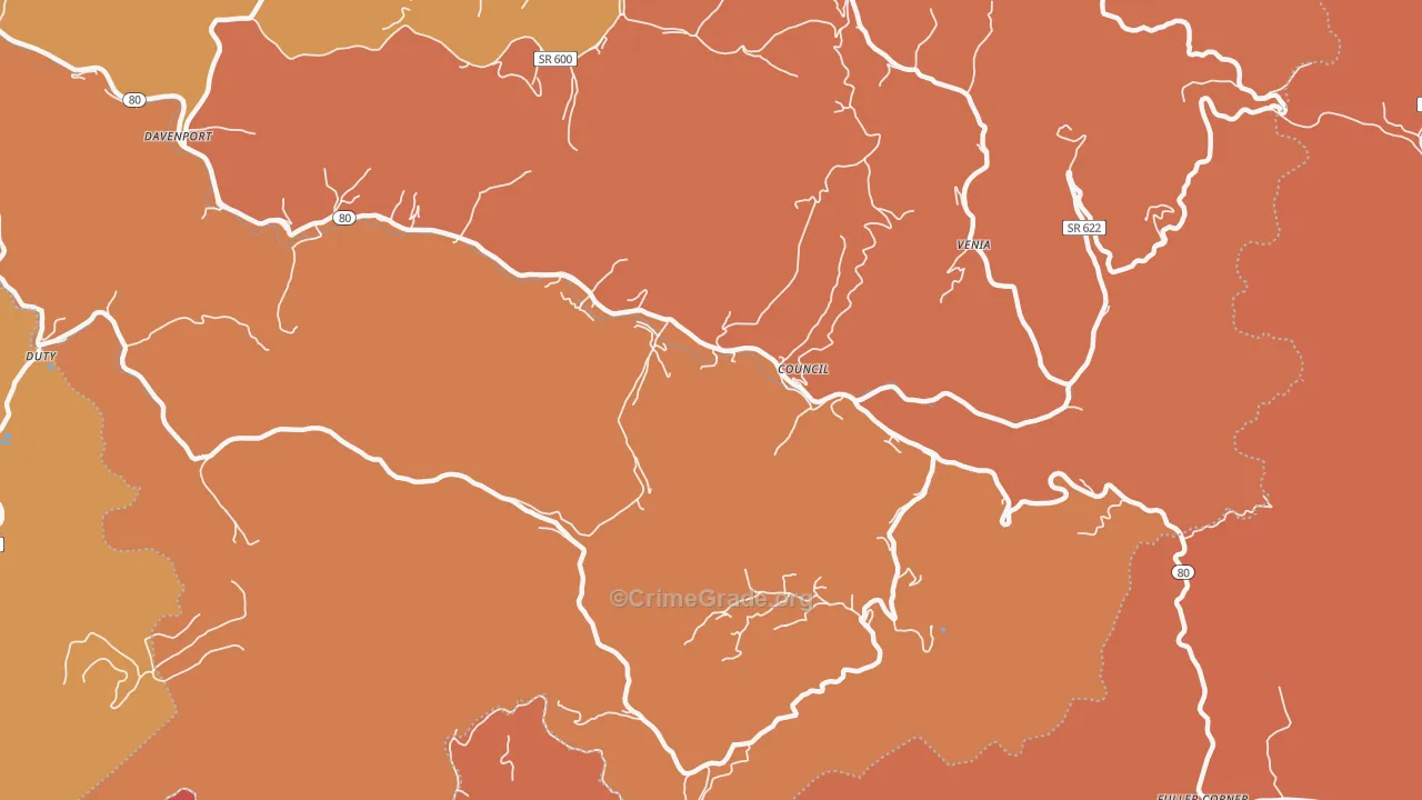 Council, VA Map of Burglary Rates